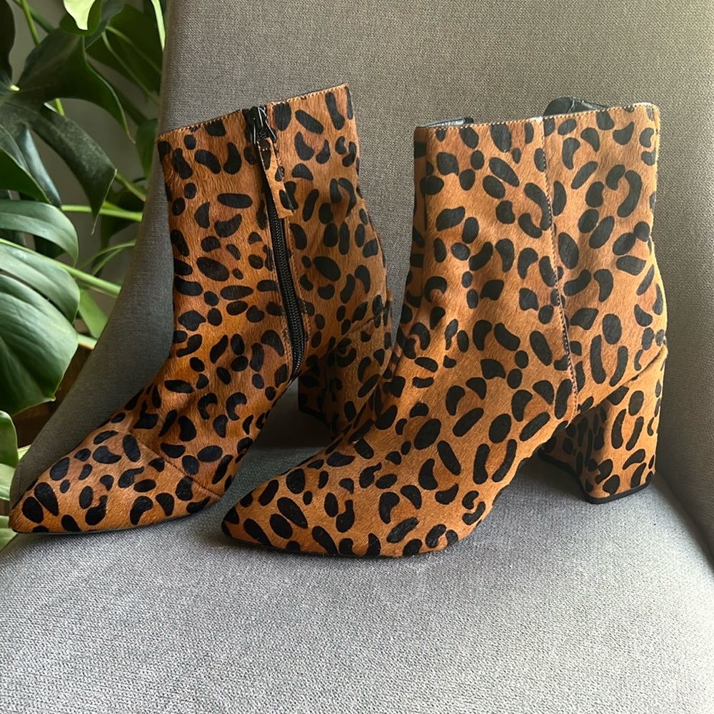 Top Shop leopard mohair heeled boots, excellent condition! Size 9.5